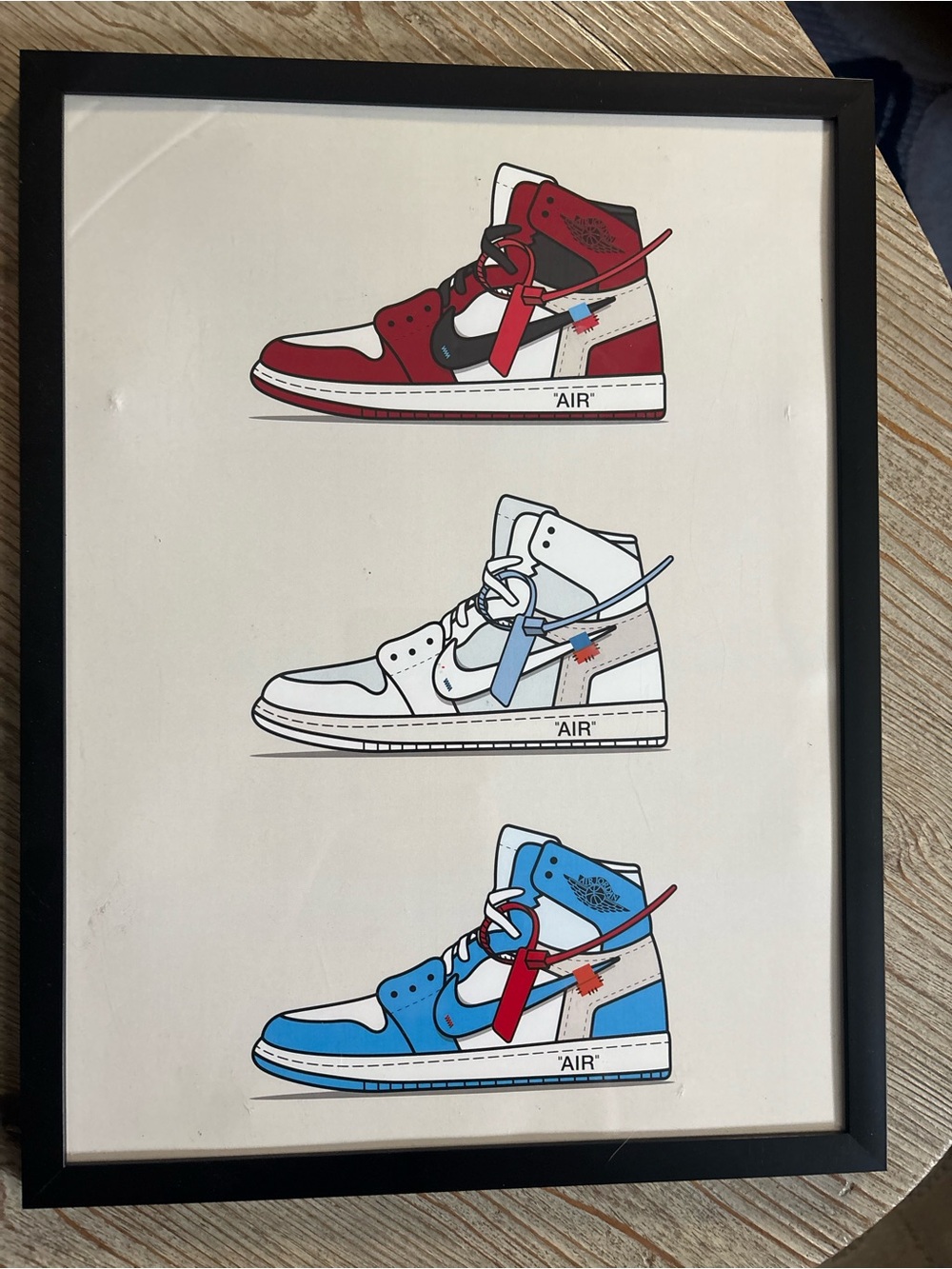 Framed Triple Sneaker Wall Art – Red, White, Blue